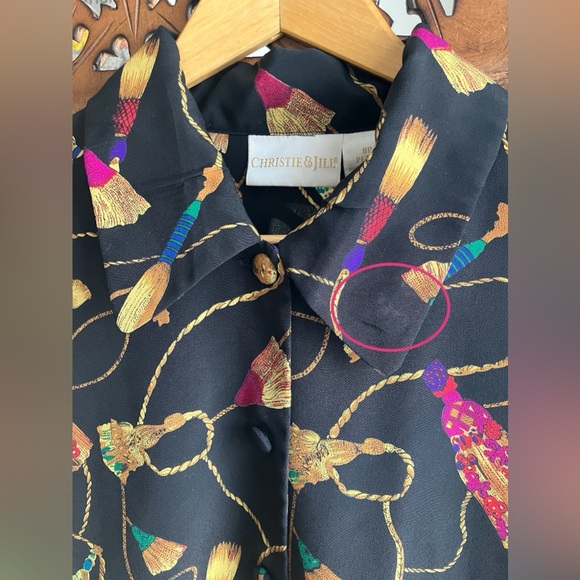 Christie & Jill vintage print, button down, long sleeve - Picture 6 of 6